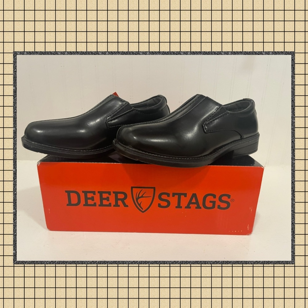 NWT DEER STAGS WINGS Black Slip On Shoes (Size 11.5M) 👞🖤